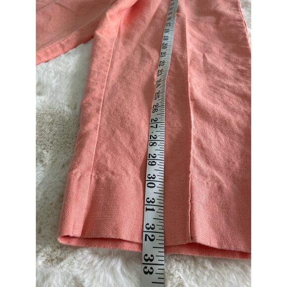 Liz Claiborne Michaela Linen Blend Peach Crop Pants Sz 12 - Picture 5 of 10